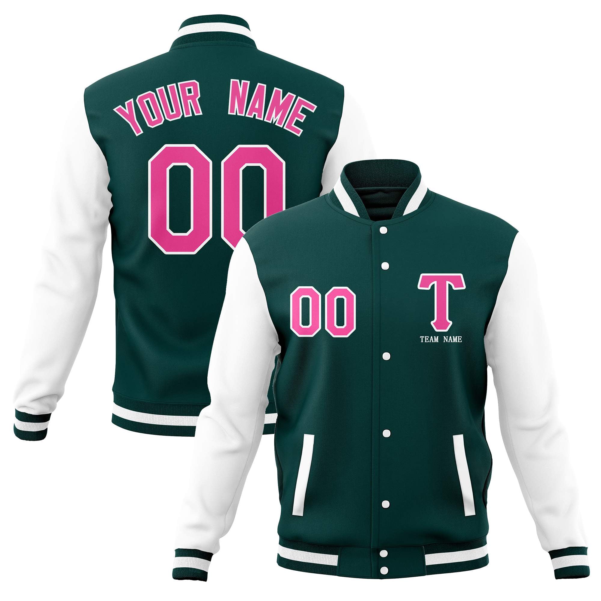 Custom Letterman Varsity Baseball Full-Snap Jacket Stitched Name Number