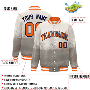 Custom Cream Orange-Navy Denver City Connect Track Varsity Full-Snap Jacket