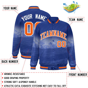 Custom Royal Orange-White Denver City Connect Track Varsity Full-Snap Jacket