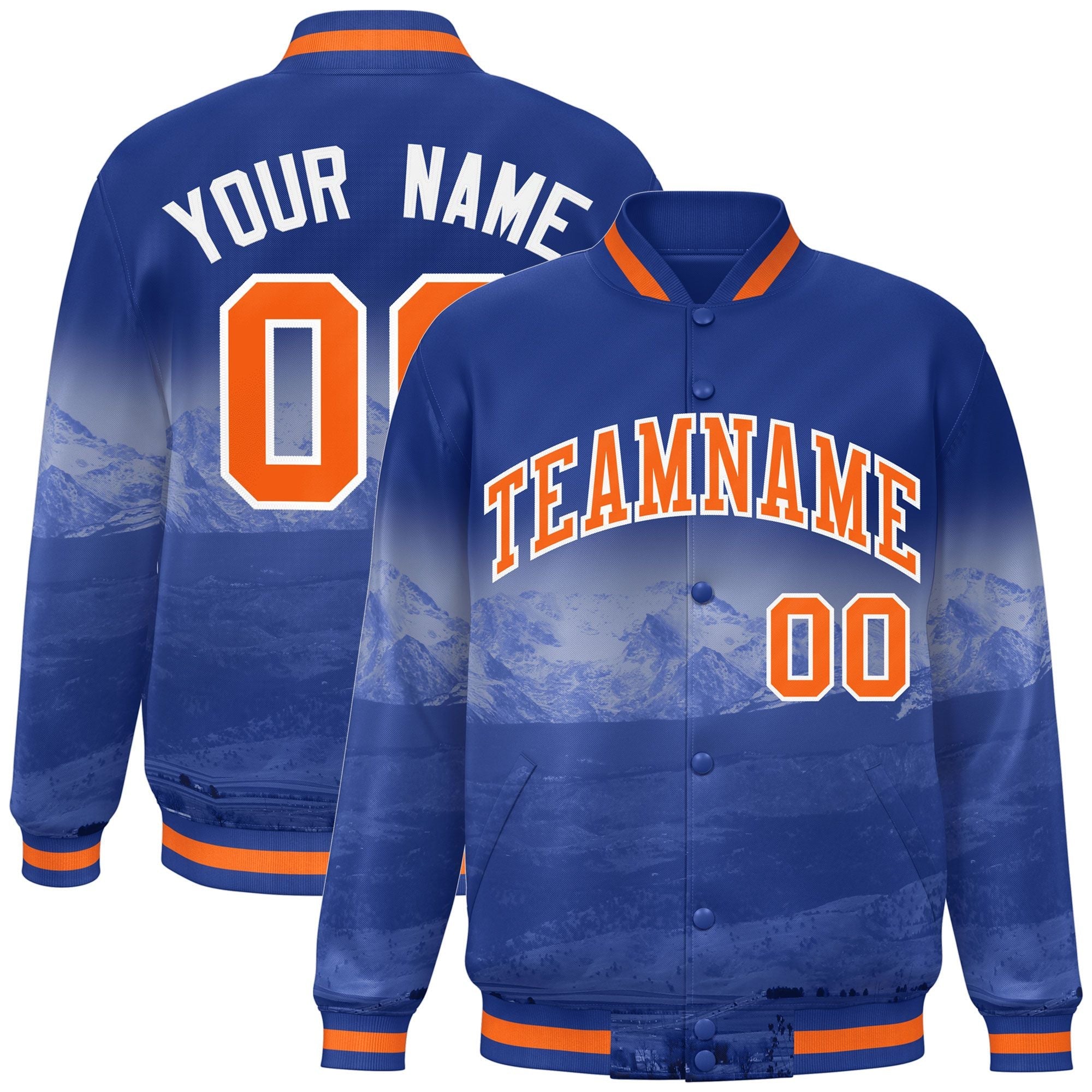 Custom Royal Orange-White Denver City Connect Track Varsity Full-Snap Jacket