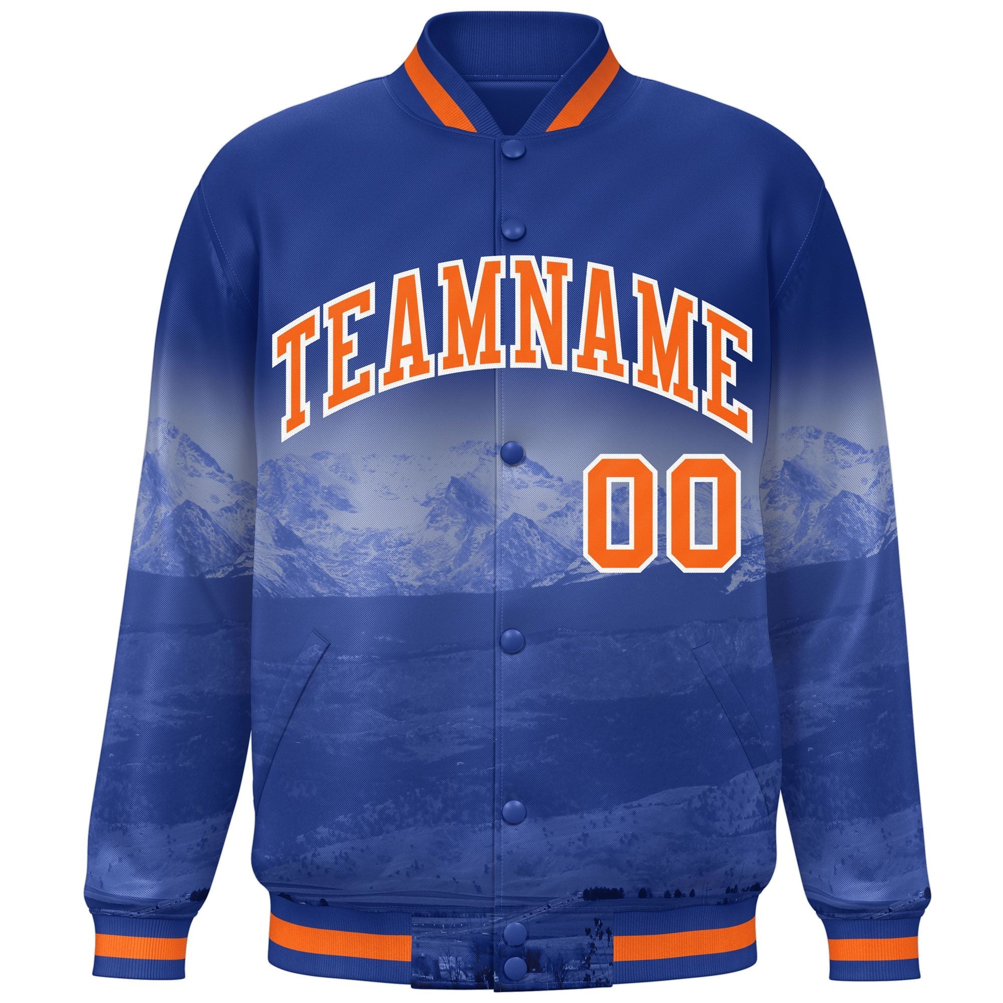 Custom Royal Orange-White Denver City Connect Track Varsity Full-Snap Jacket