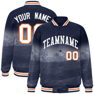 Custom Navy White Denver City Connect Track Varsity Full-Snap Jacket