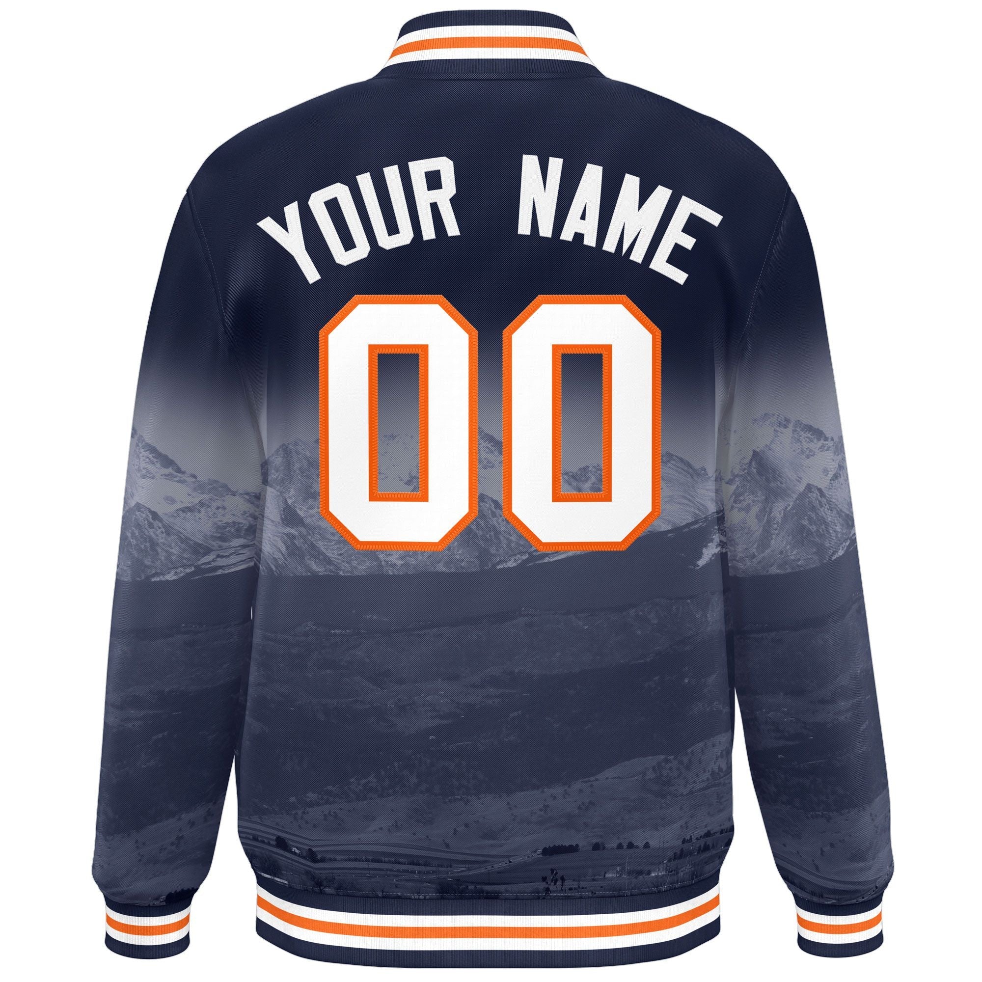 Custom Navy White Denver City Connect Track Varsity Full-Snap Jacket