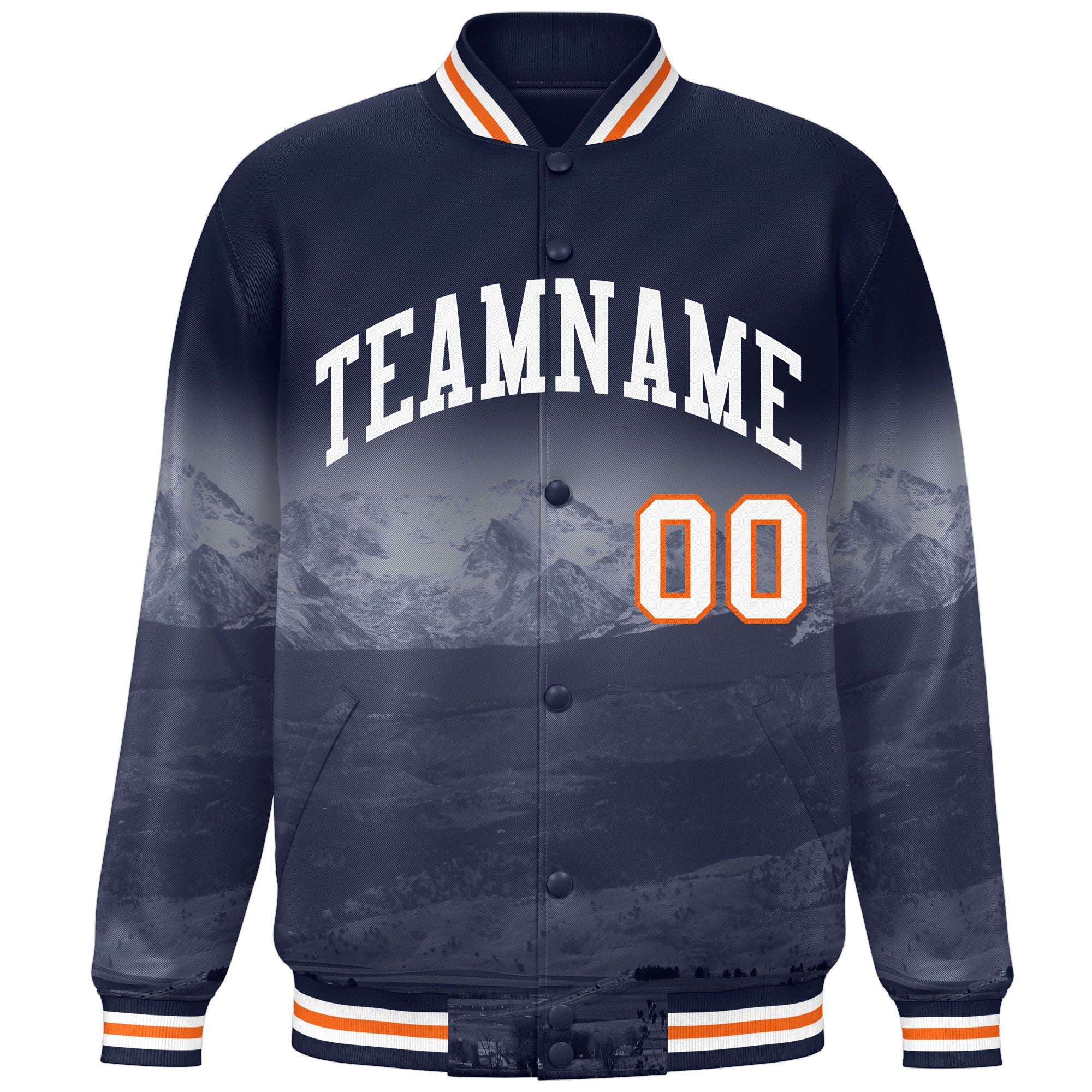 Custom Navy White Denver City Connect Track Varsity Full-Snap Jacket