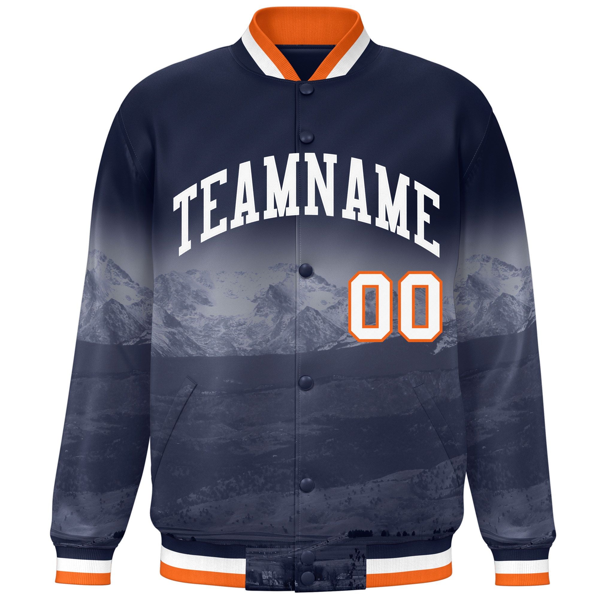 Custom Navy White Denver City Connect Track Varsity Full-Snap Jacket