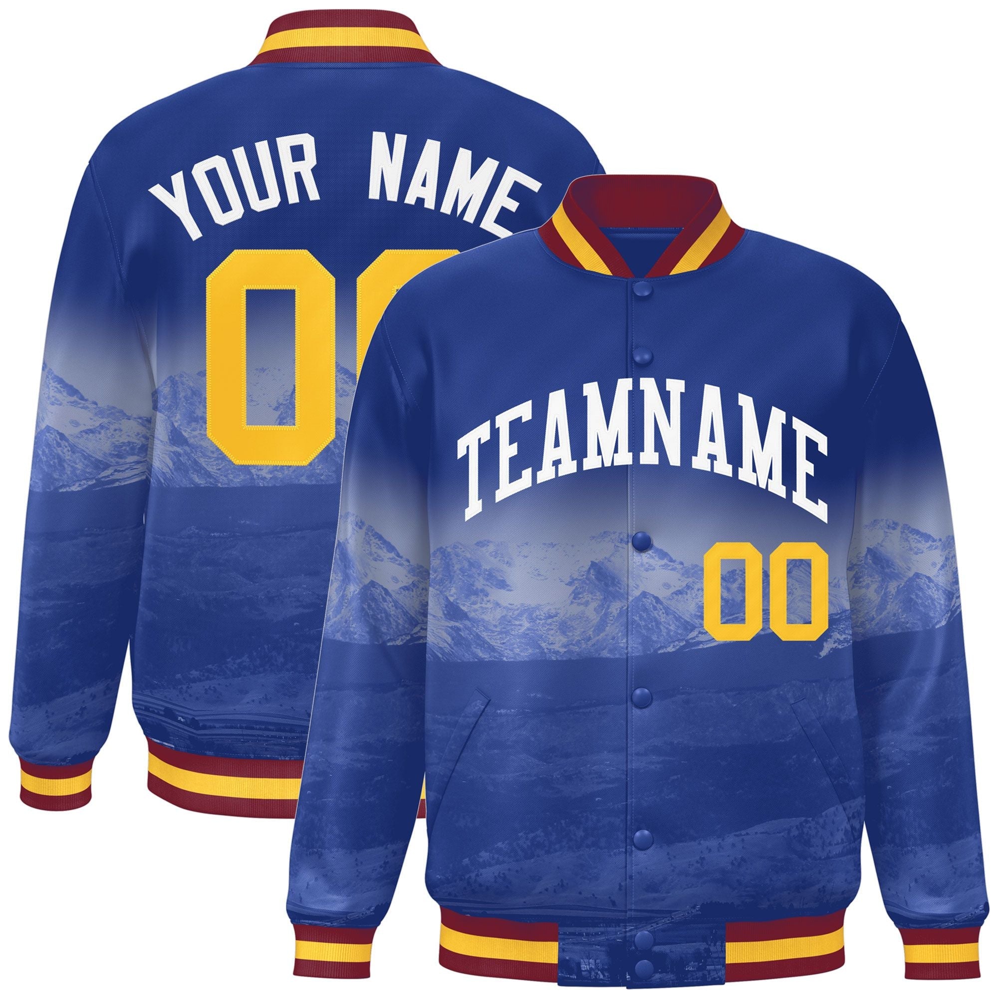 Custom Royal White Denver City Connect Track Varsity Full-Snap Jacket