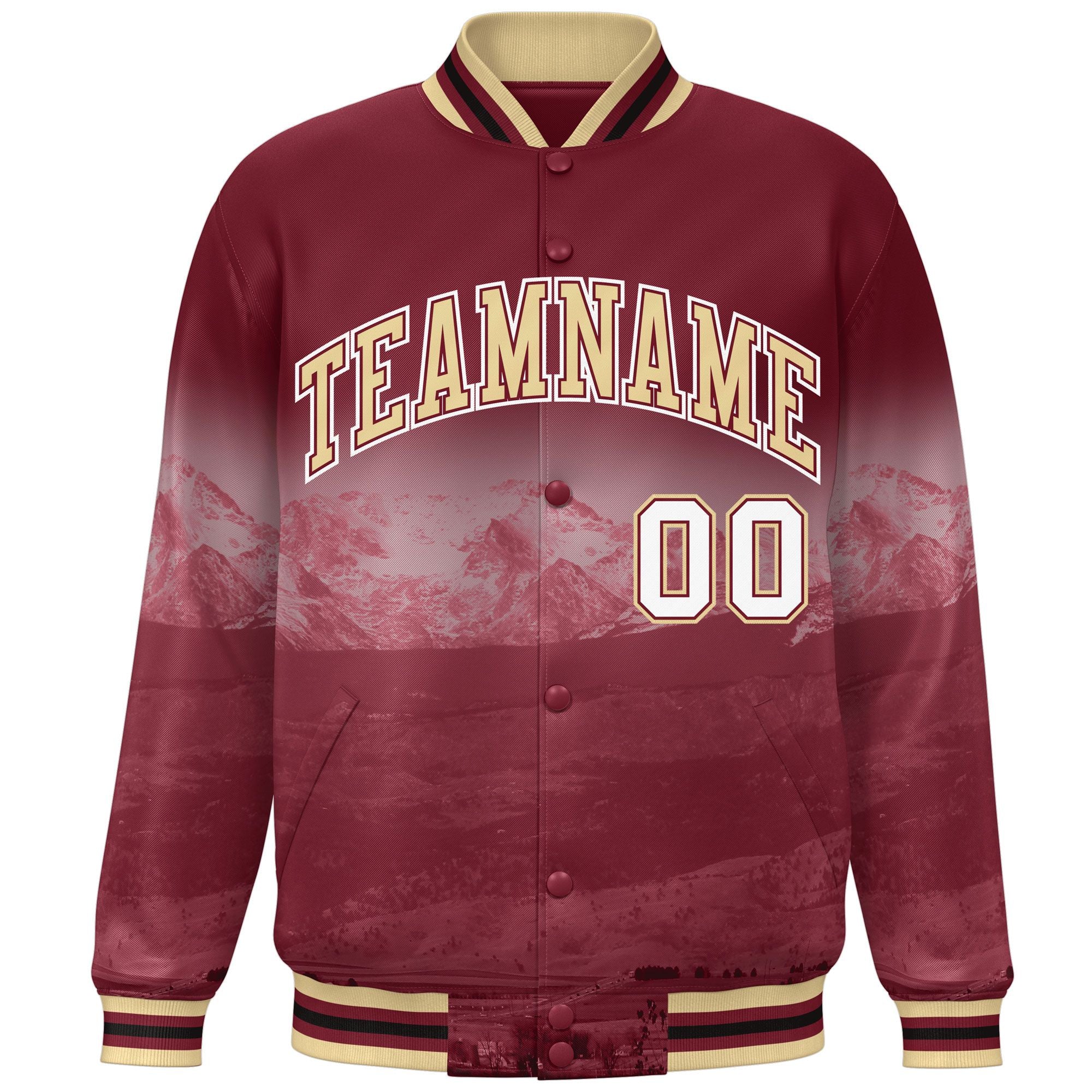 Custom Crimson Cream-White Denver City Connect Track Varsity Full-Snap Jacket