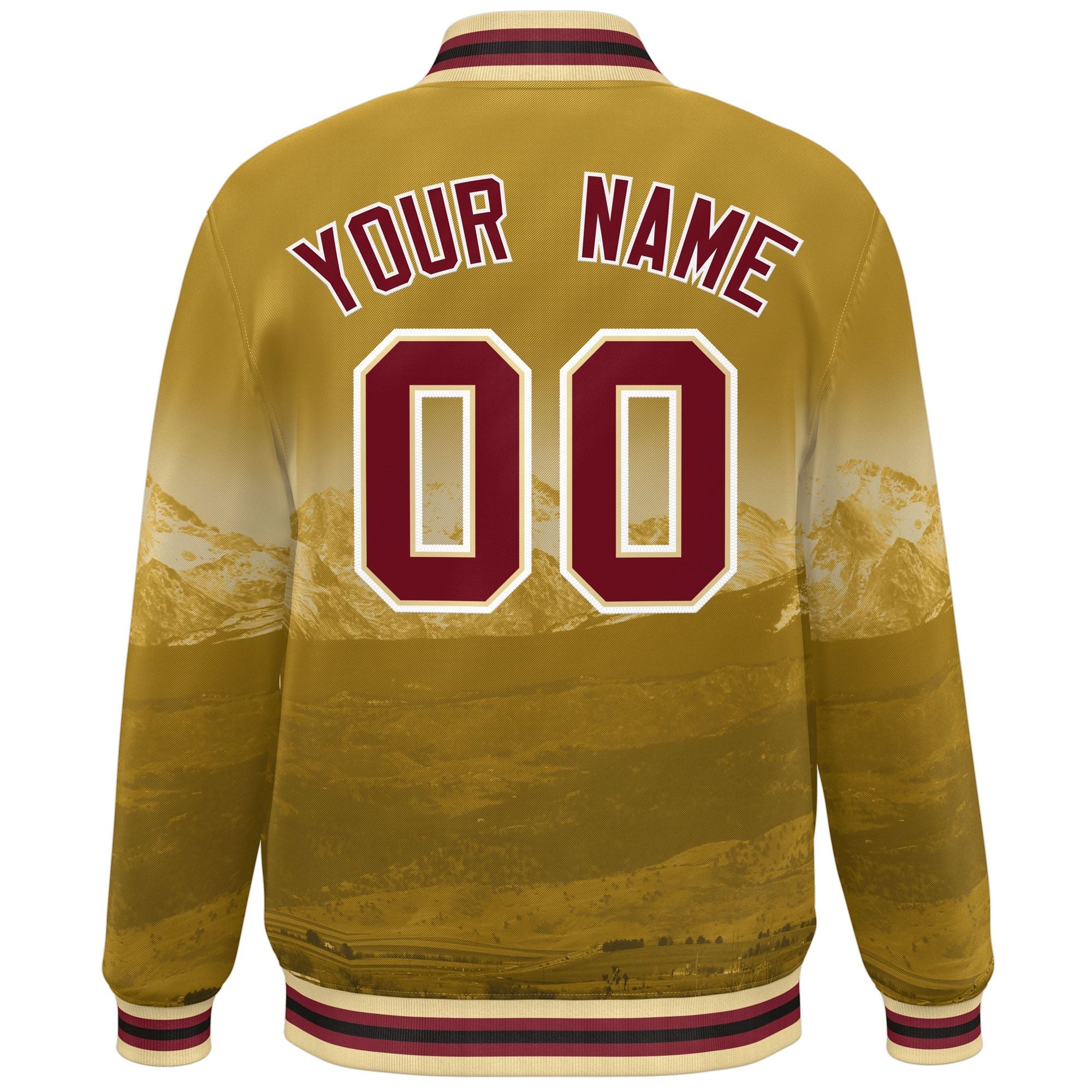 Custom Old Gold Crimson-White Denver City Connect Track Varsity Full-Snap Jacket