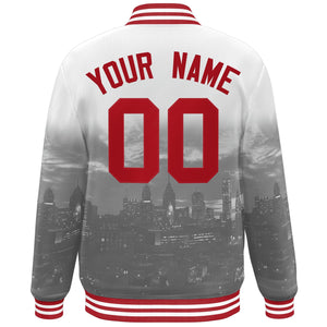 Custom White Red Philadelphia City Connect Track Varsity Full-Snap Jacket