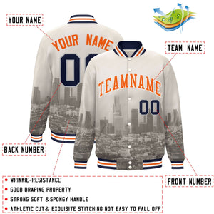 Custom Cream Orange-Cream Los Angeles City Connect Track Varsity Full-Snap Jacket