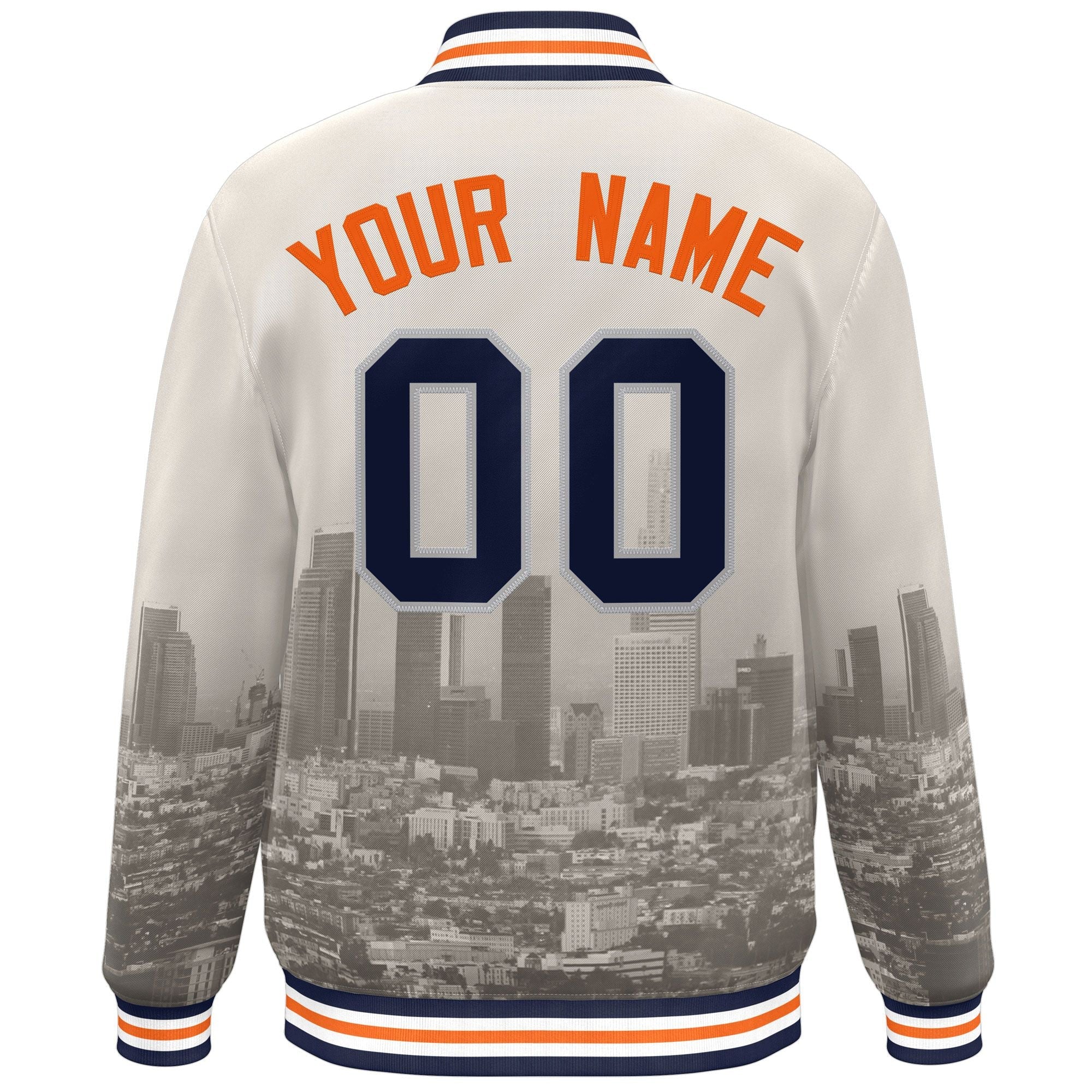 Custom Cream Orange-Cream Los Angeles City Connect Track Varsity Full-Snap Jacket