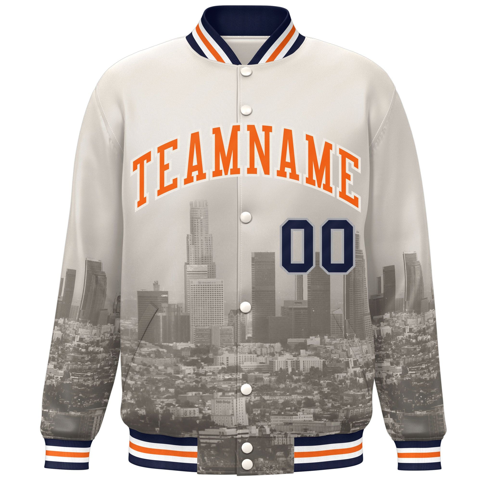 Custom Cream Orange-Cream Los Angeles City Connect Track Varsity Full-Snap Jacket