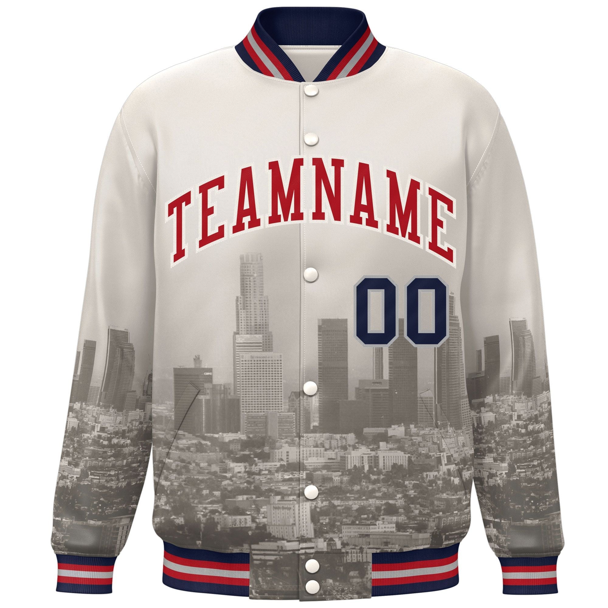 Custom Cream Red Los Angeles City Connect Track Varsity Full-Snap Jacket