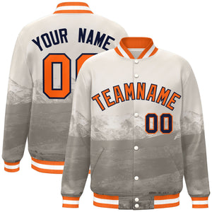 Custom Cream Orange-Navy Denver City Connect Track Varsity Full-Snap Jacket