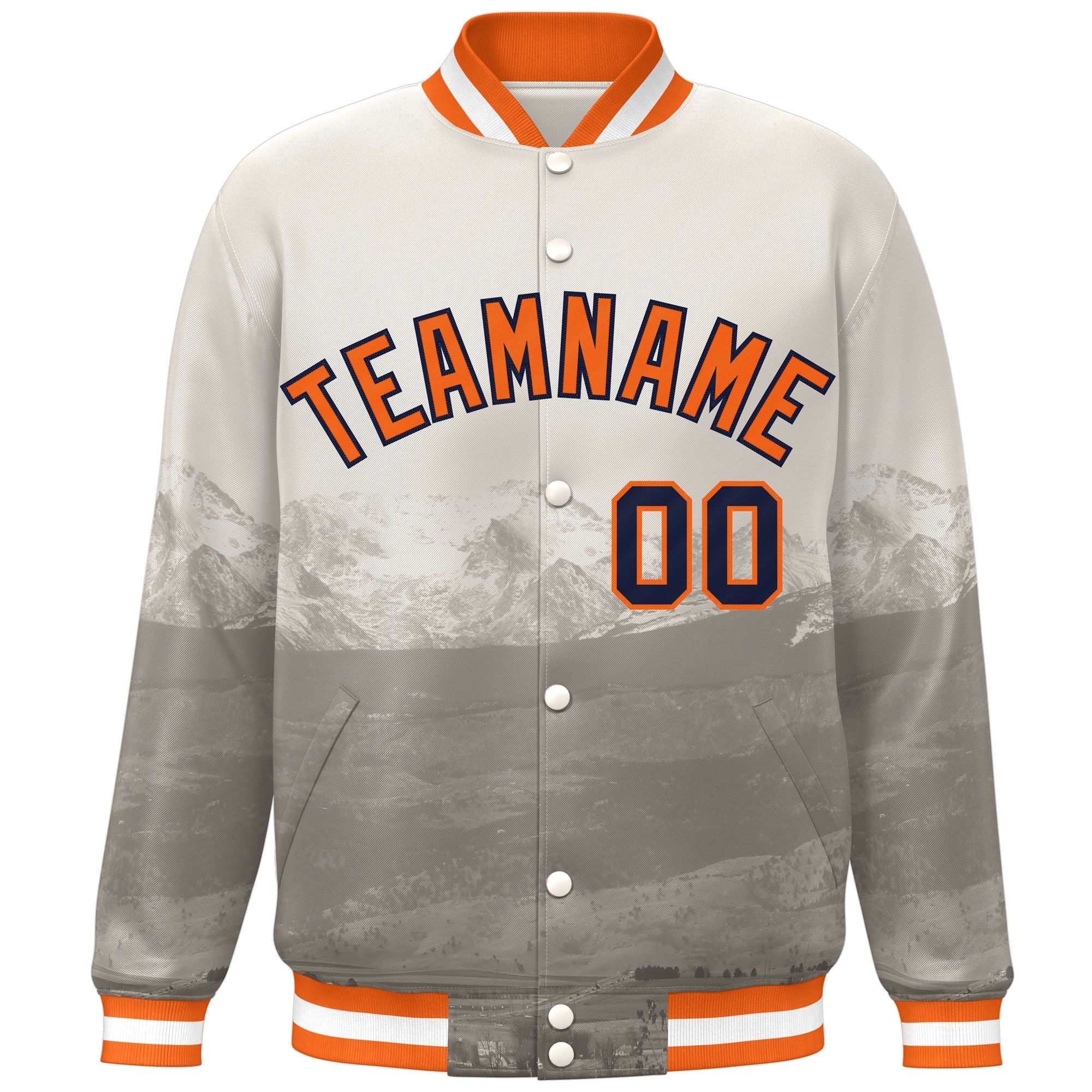 Custom Cream Orange-Navy Denver City Connect Track Varsity Full-Snap Jacket