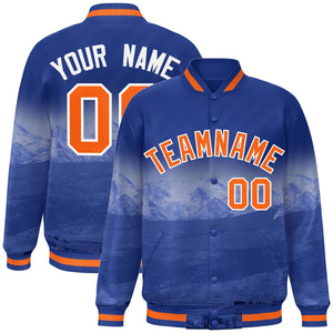 Custom Royal Orange-White Denver City Connect Track Varsity Full-Snap Jacket