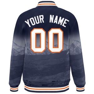 Custom Navy White Denver City Connect Track Varsity Full-Snap Jacket