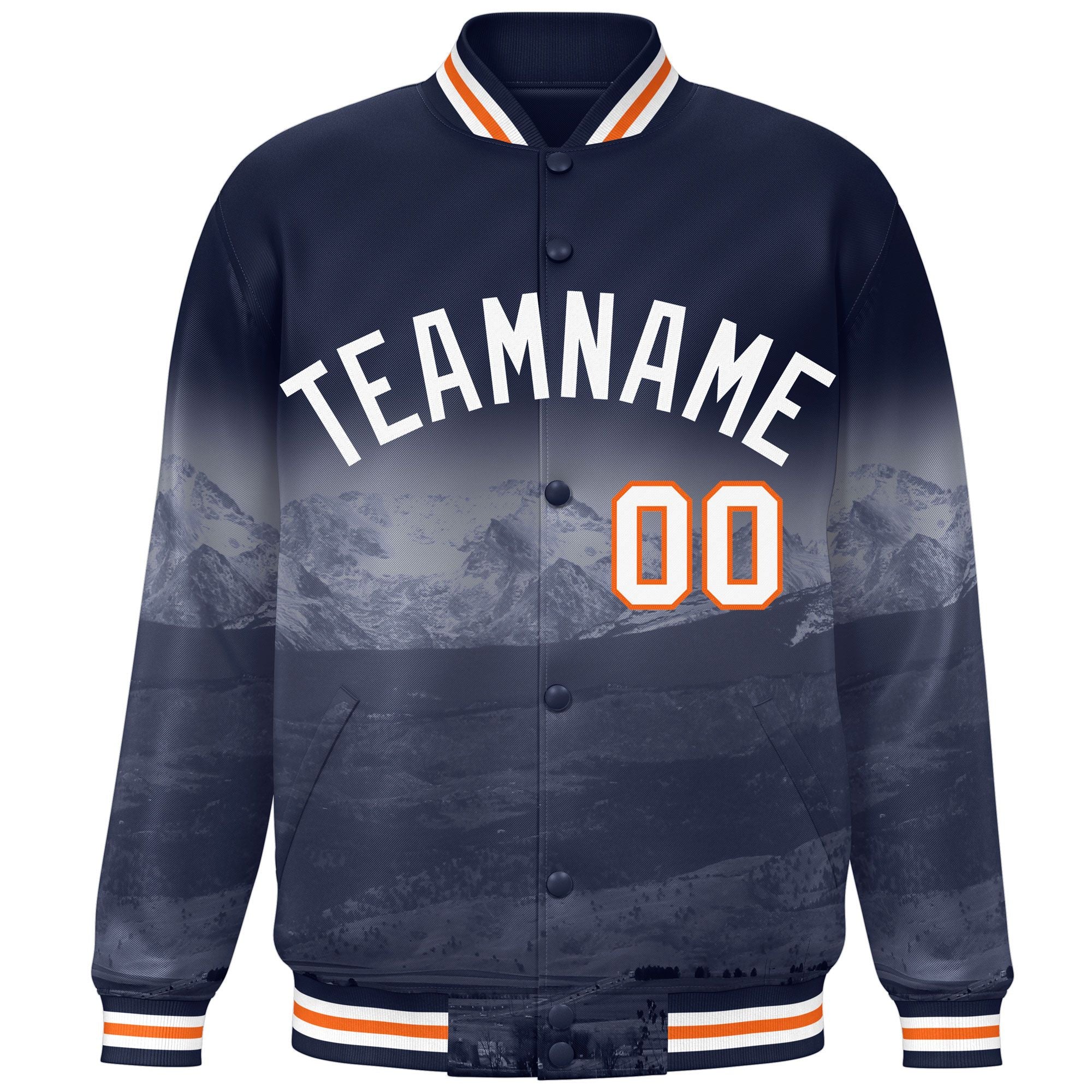 Custom Navy White Denver City Connect Track Varsity Full-Snap Jacket