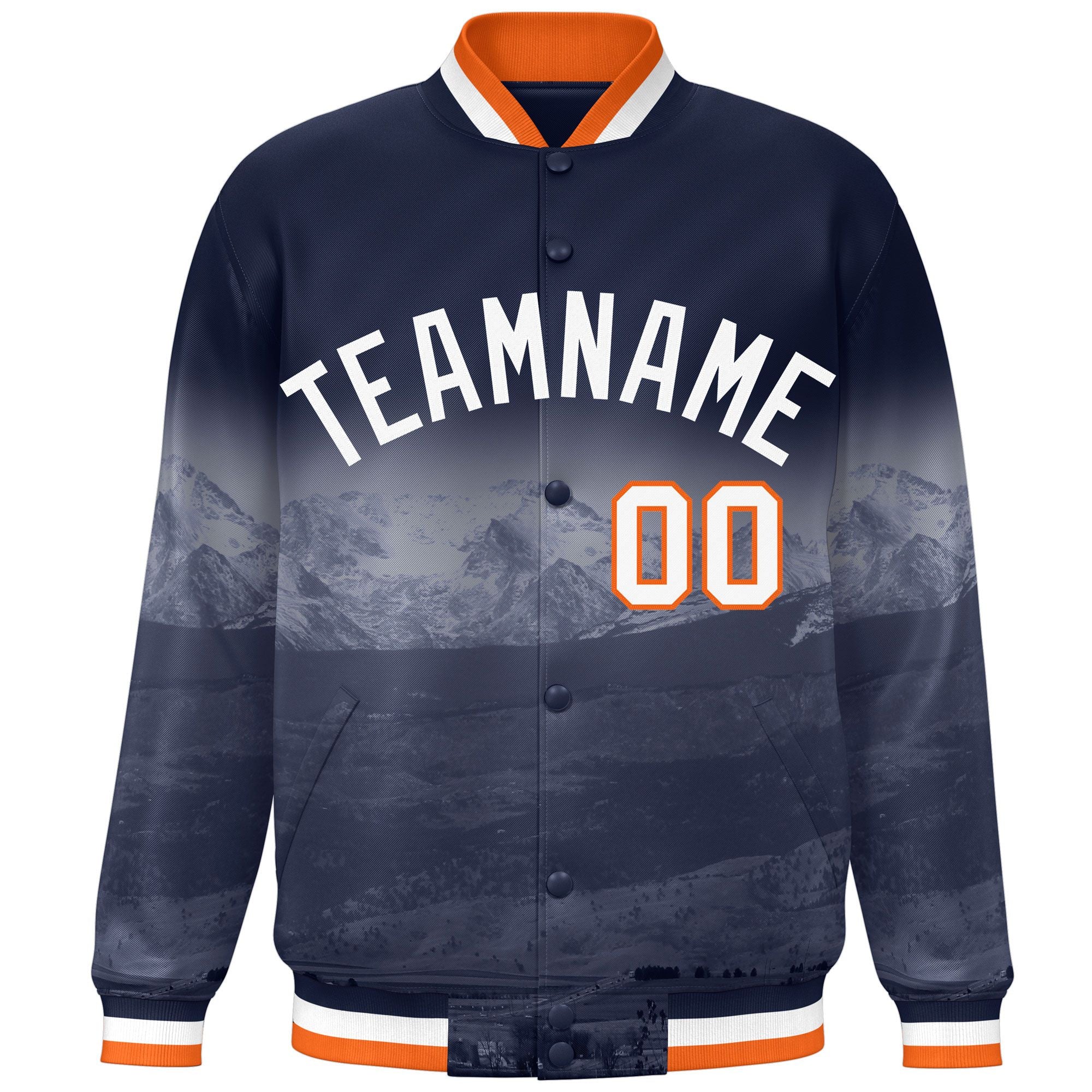 Custom Navy White Denver City Connect Track Varsity Full-Snap Jacket