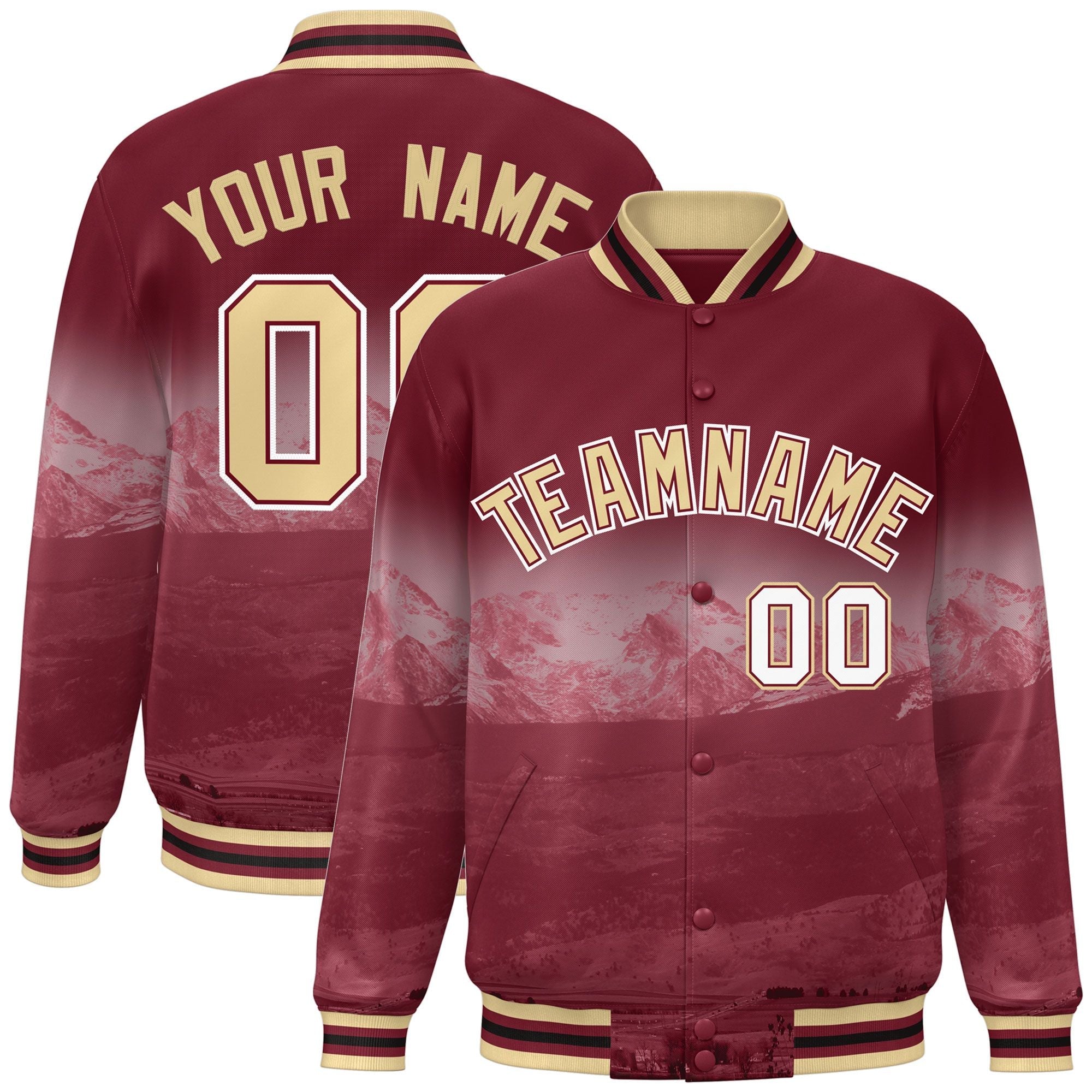 Custom Crimson Cream-White Denver City Connect Track Varsity Full-Snap Jacket