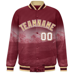 Custom Crimson Cream-White Denver City Connect Track Varsity Full-Snap Jacket