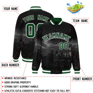 Custom Black Green-White Philadelphia City Connect Track Varsity Full-Snap Jacket