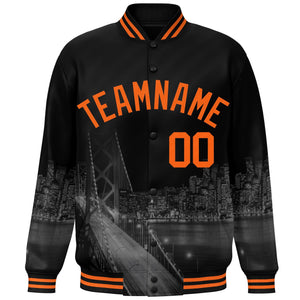 Custom Black Orange San Francisco City Connect Track Varsity Full-Snap Jacket