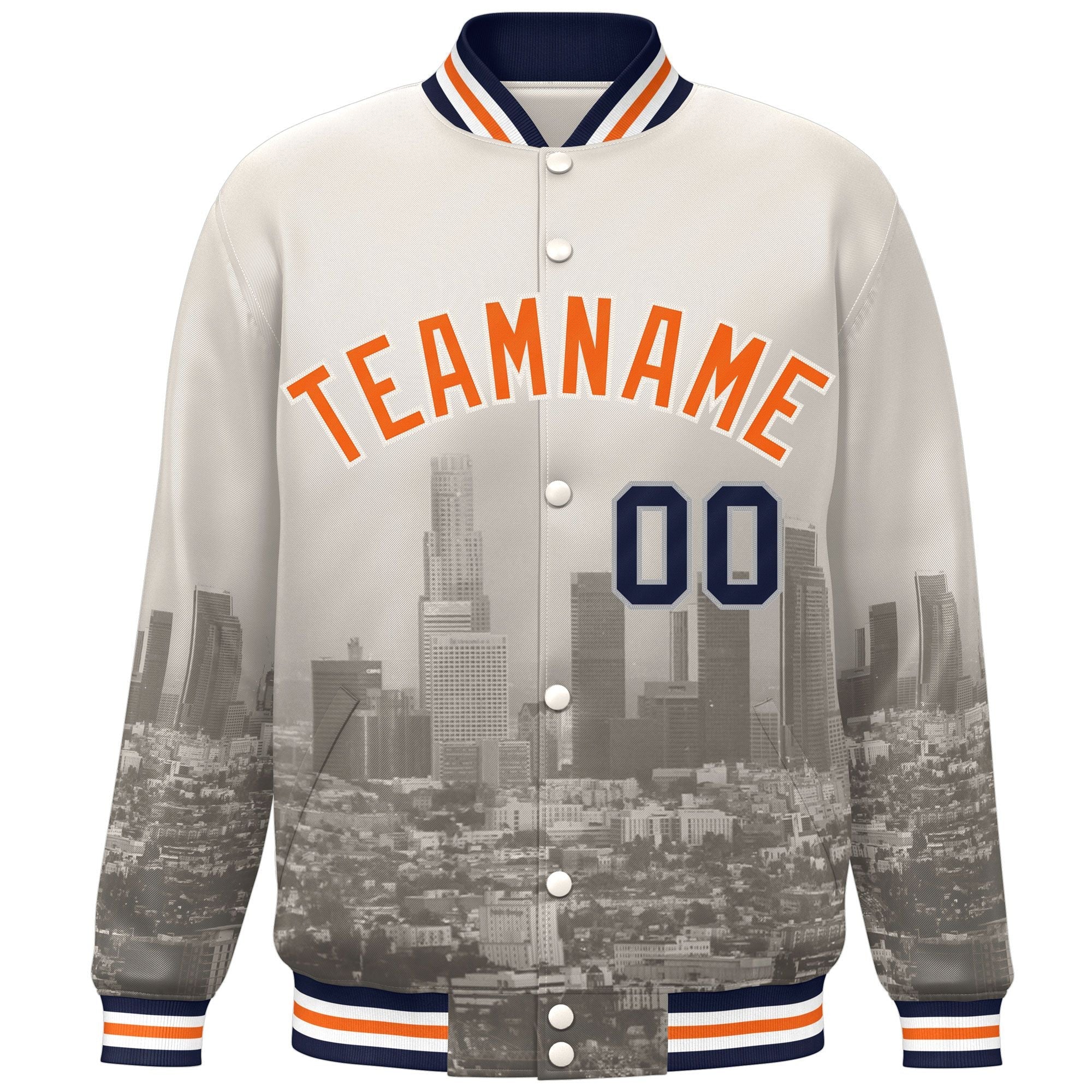 Custom Cream Orange-Cream Los Angeles City Connect Track Varsity Full-Snap Jacket