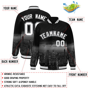 Custom Black White Chicago City Connect Track Varsity Full-Snap Jacket