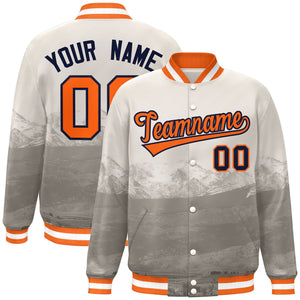 Custom Cream Orange-Navy Denver City Connect Track Varsity Full-Snap Jacket