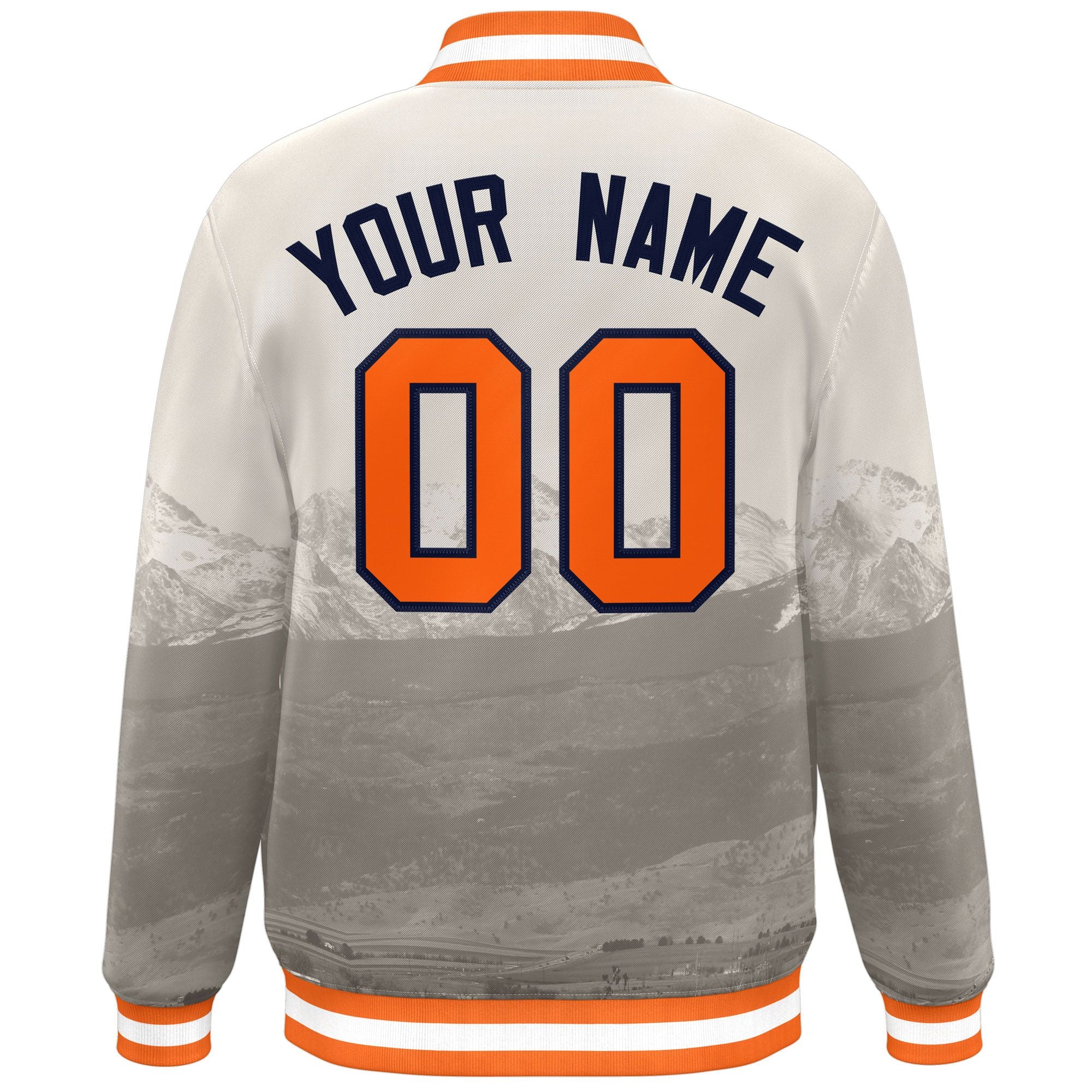 Custom Cream Orange-Navy Denver City Connect Track Varsity Full-Snap Jacket