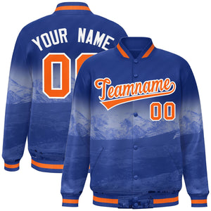 Custom Royal Orange-White Denver City Connect Track Varsity Full-Snap Jacket