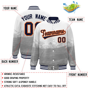 Custom White Navy-Orange Denver City Connect Track Varsity Full-Snap Jacket