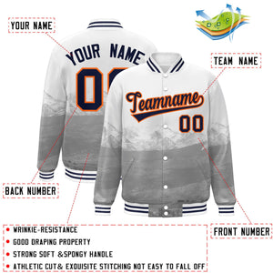 Custom White Navy-Orange Denver City Connect Track Varsity Full-Snap Jacket