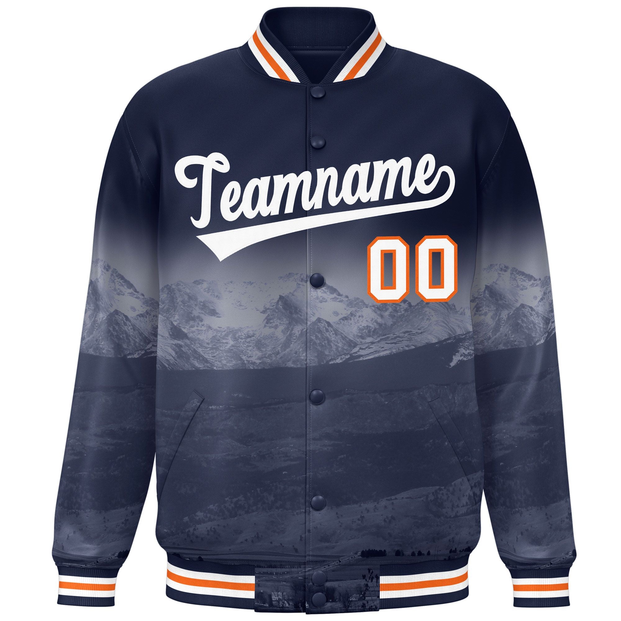 Custom Navy White Denver City Connect Track Varsity Full-Snap Jacket