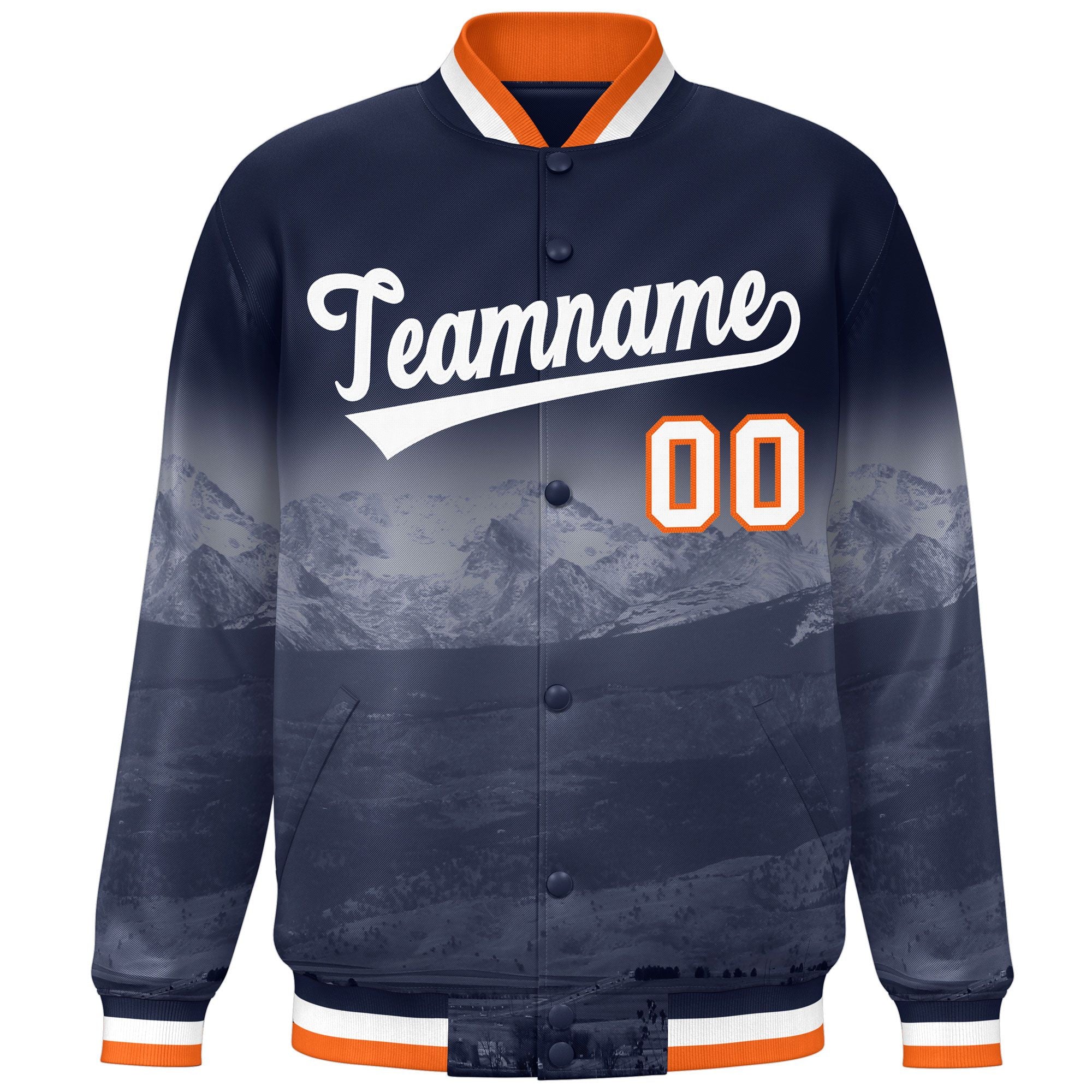 Custom Navy White Denver City Connect Track Varsity Full-Snap Jacket