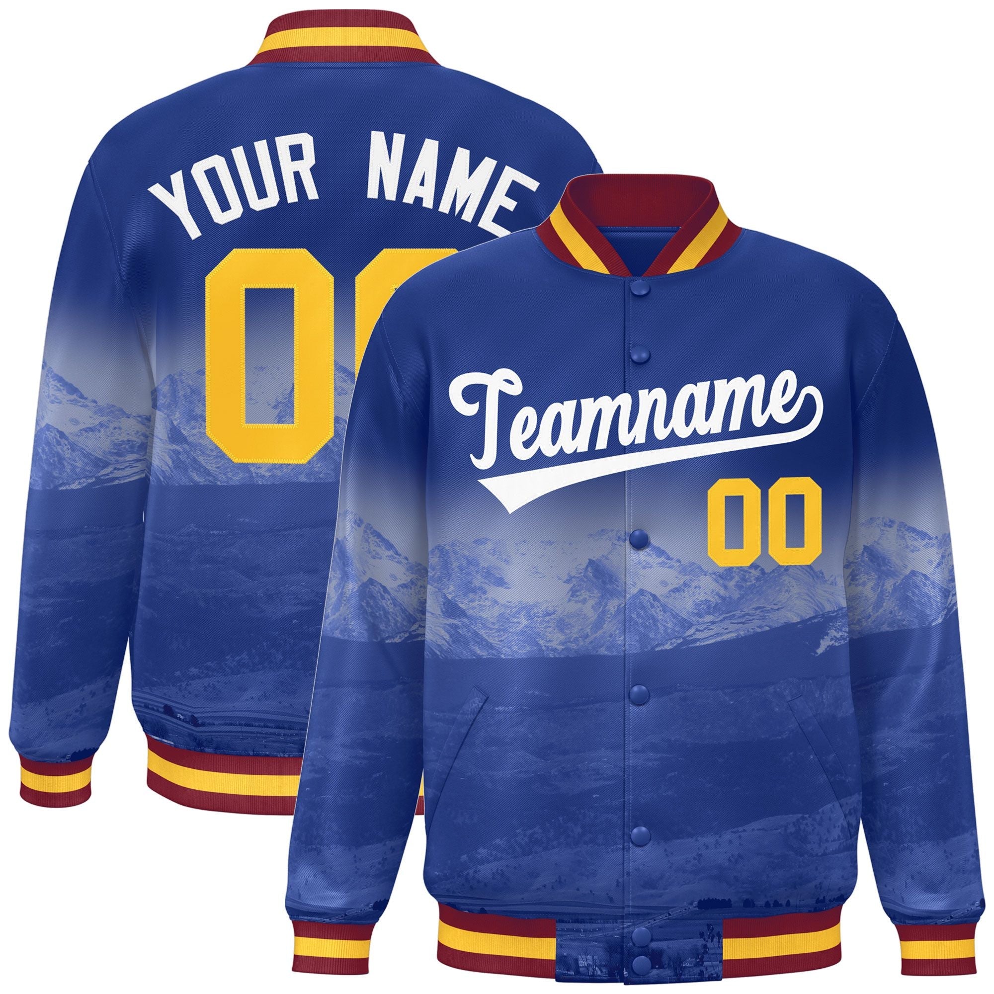 Custom Royal White Denver City Connect Track Varsity Full-Snap Jacket