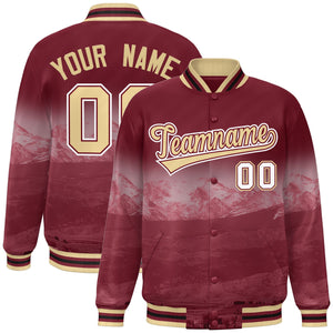 Custom Crimson Cream-White Denver City Connect Track Varsity Full-Snap Jacket