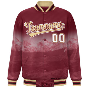 Custom Crimson Cream-White Denver City Connect Track Varsity Full-Snap Jacket