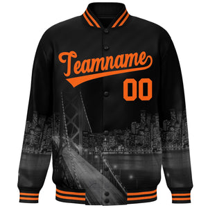 Custom Black Orange San Francisco City Connect Track Varsity Full-Snap Jacket