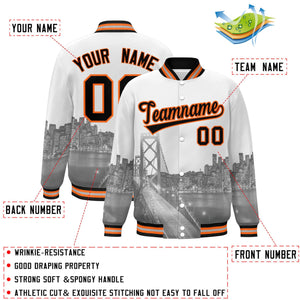 Custom White Black-Orange San Francisco City Connect Track Varsity Full-Snap Jacket