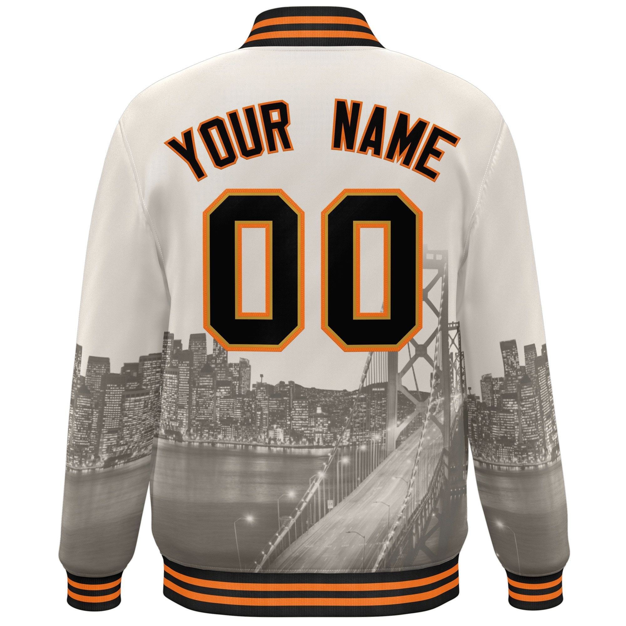 Custom Cream Black-Old Gold San Francisco City Connect Track Varsity Full-Snap Jacket