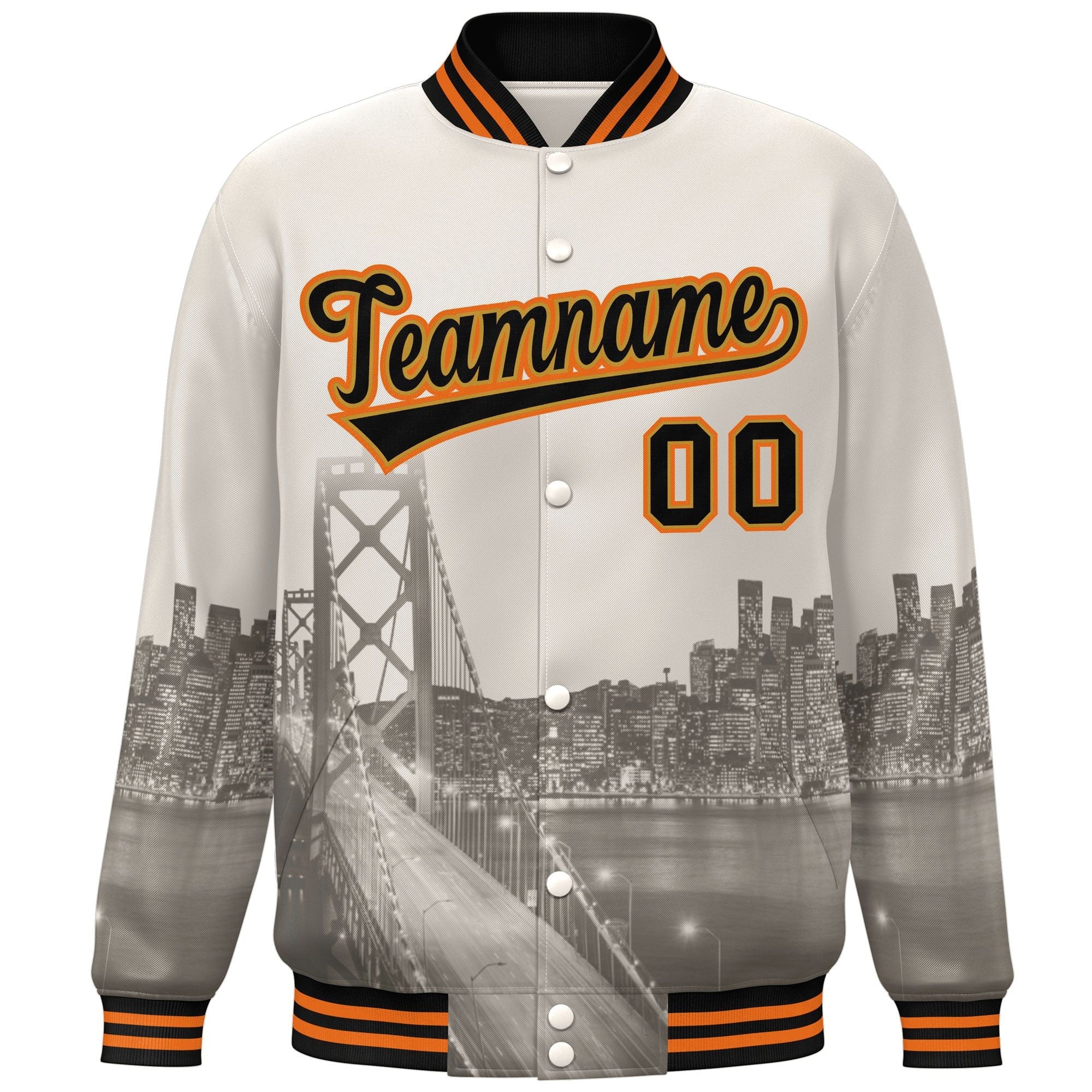 Custom Cream Black-Old Gold San Francisco City Connect Track Varsity Full-Snap Jacket