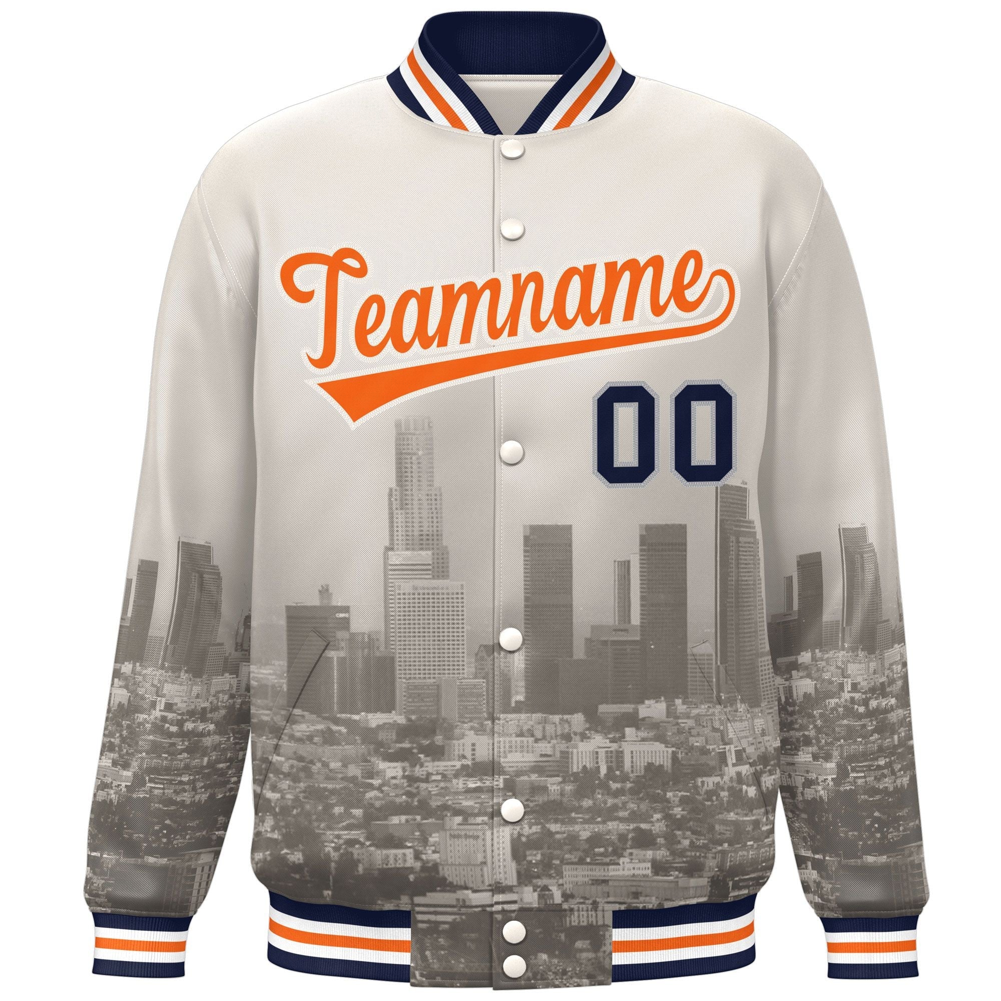 Custom Cream Orange-Cream Los Angeles City Connect Track Varsity Full-Snap Jacket