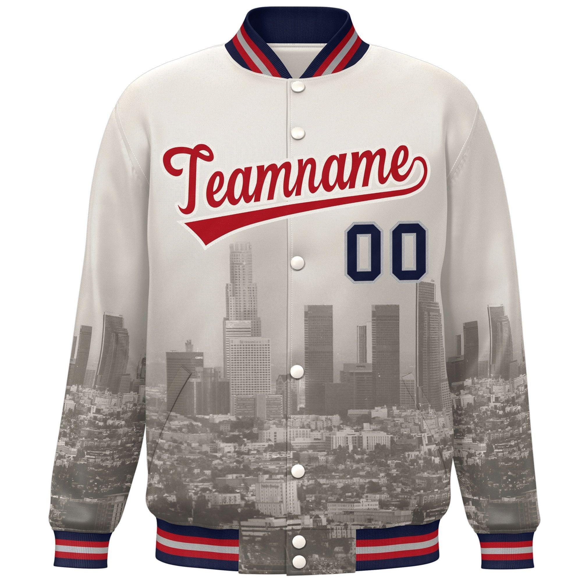 Custom Cream Red Los Angeles City Connect Track Varsity Full-Snap Jacket