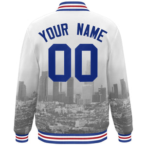 Custom White Royal Los Angeles City Connect Track Varsity Full-Snap Jacket