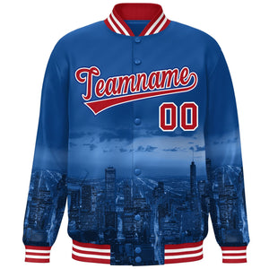 Custom Royal Red-White Chicago City Connect Track Varsity Full-Snap Jacket