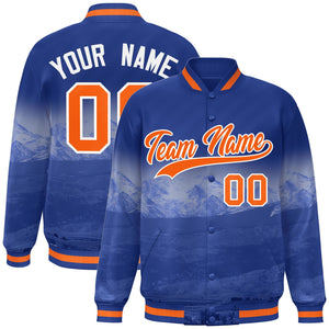 Custom Royal Orange-White Denver City Connect Track Varsity Full-Snap Jacket