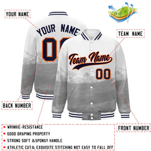 Custom White Navy-Orange Denver City Connect Track Varsity Full-Snap Jacket