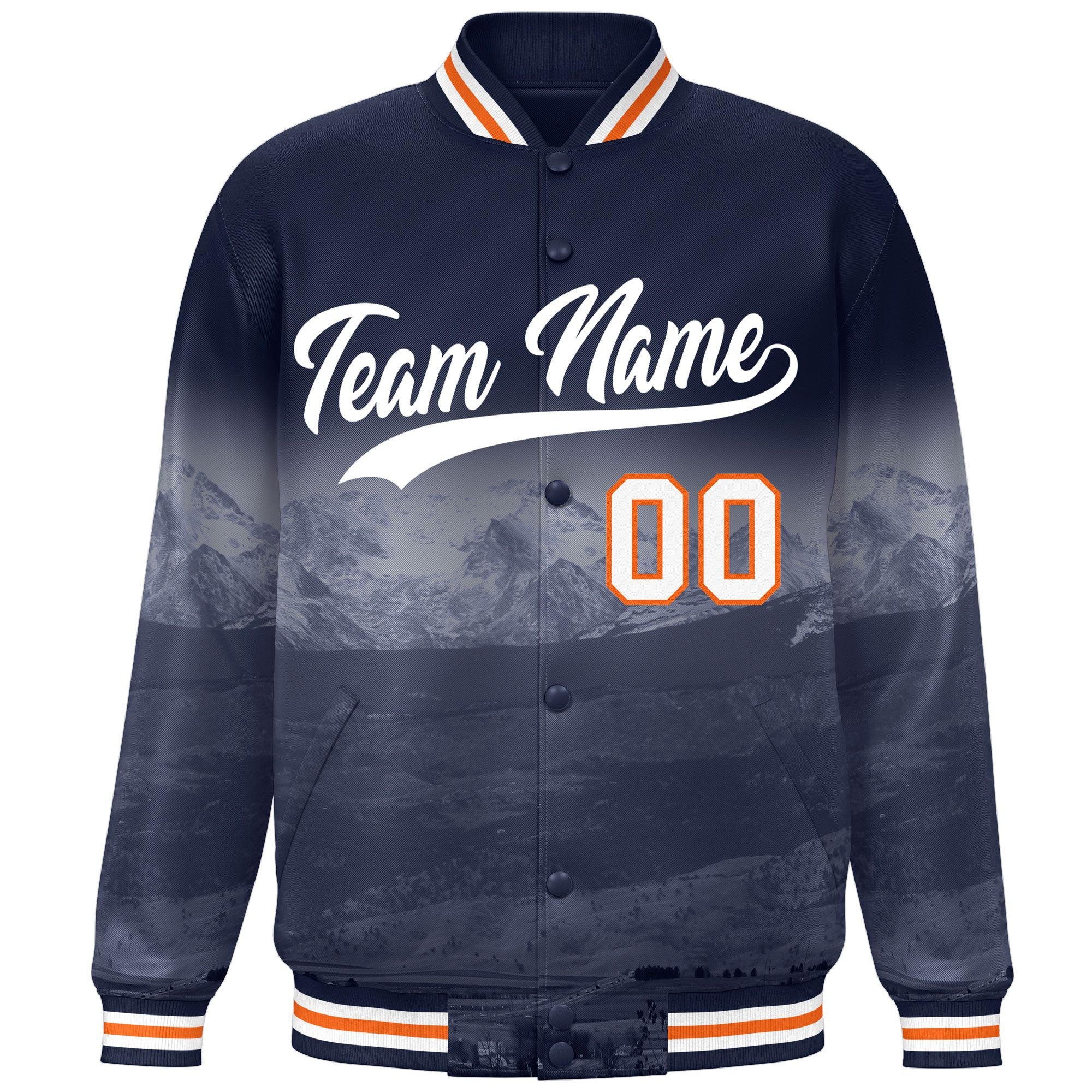 Custom Navy White Denver City Connect Track Varsity Full-Snap Jacket